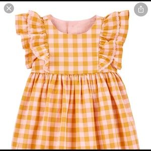 yellow and pink ruffle gingham dress